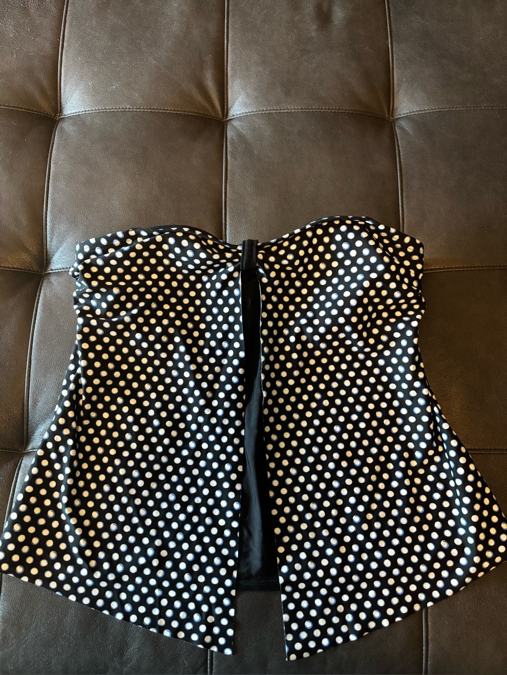 croft & barrow Black and White Polka Dot Swim Tankini Top